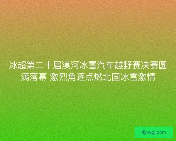 冰超第二十届漠河冰雪汽车越野赛决赛圆满落幕 激烈角逐点燃北国冰雪激情